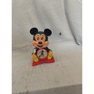 Vintage Clock Figurine Mickey Mouse Missing Left Arm, Base Dmge  for parts only